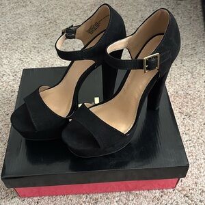 Black Suede Platform Heels NWOT